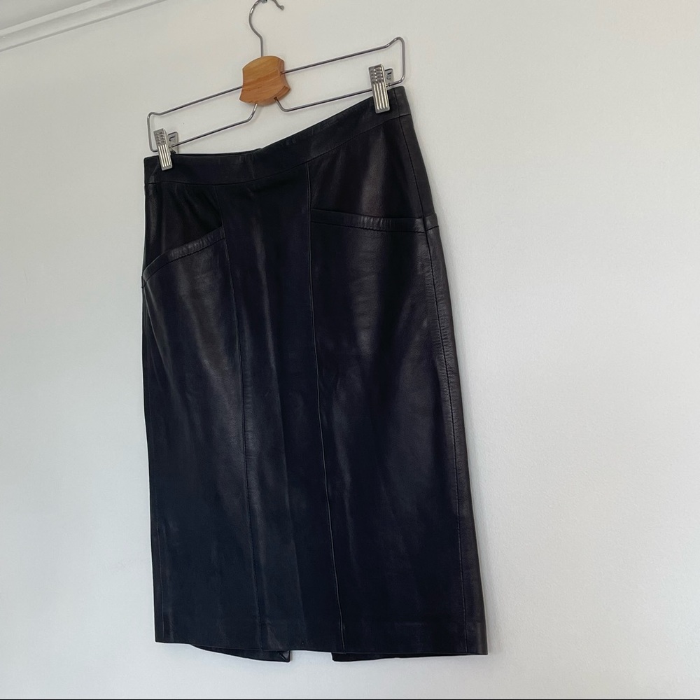 Paper Denim & Cloth Lambskin Leather Pencil Skirt - Picture 2 of 14